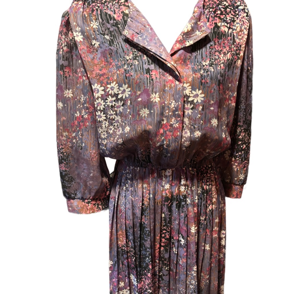 Lady Carole Petites 1970s Floral Secretary Dress